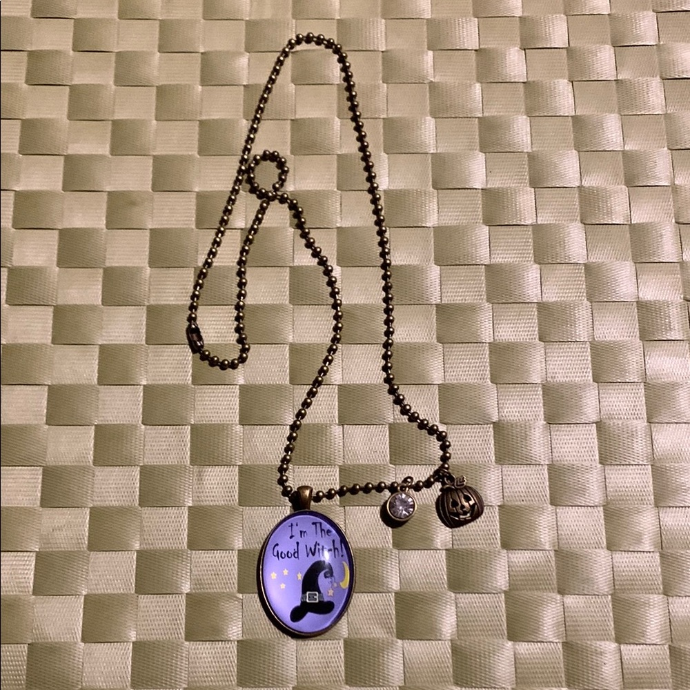 Halloween Witch Charm Necklace with two smaller charms